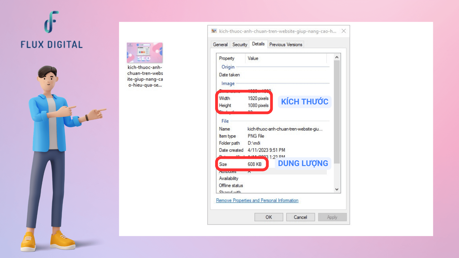 Cách kiểm tra kích thước ảnh trước khi đăng lên website