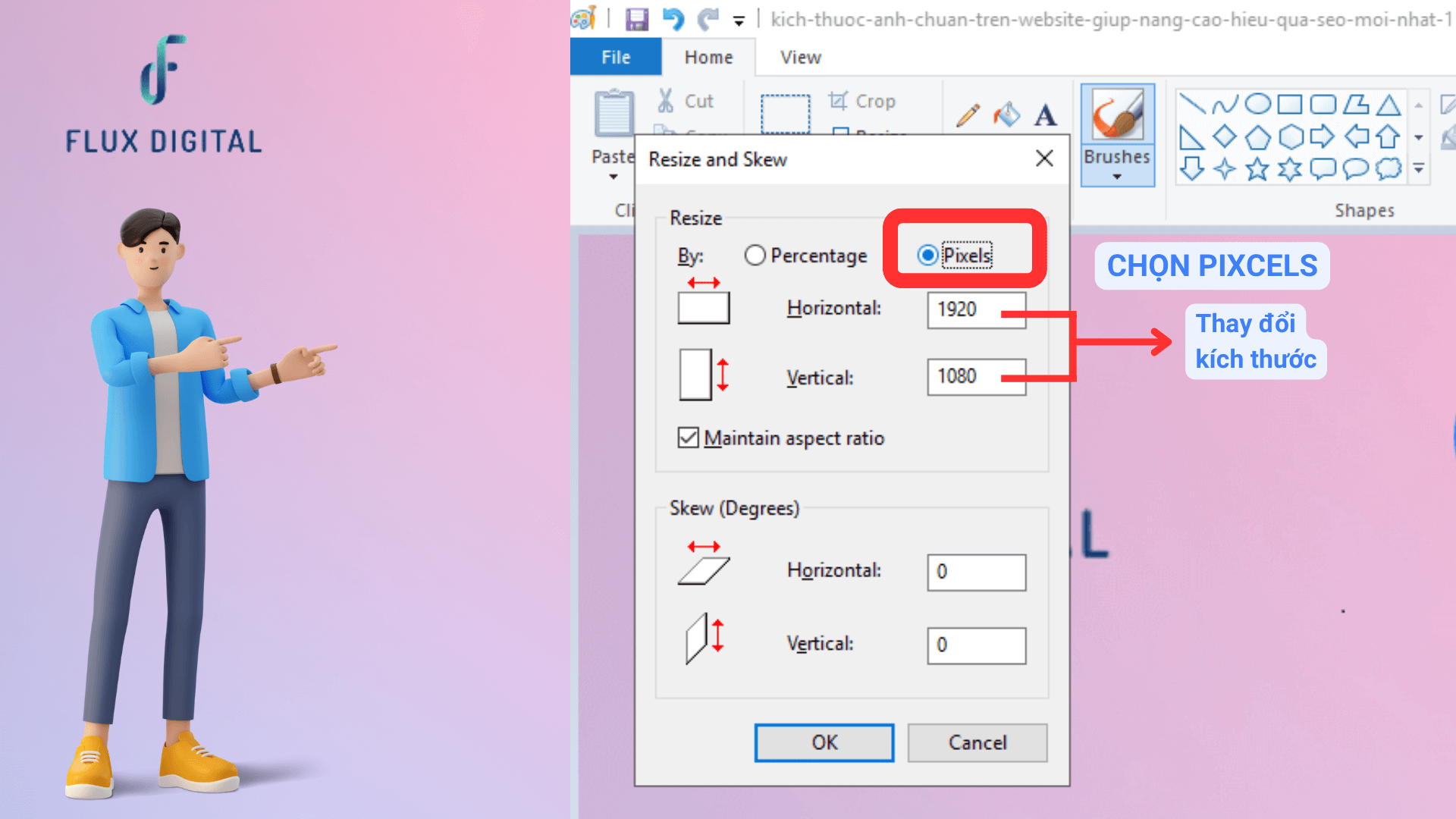 Resize ảnh trên công cụ Paint