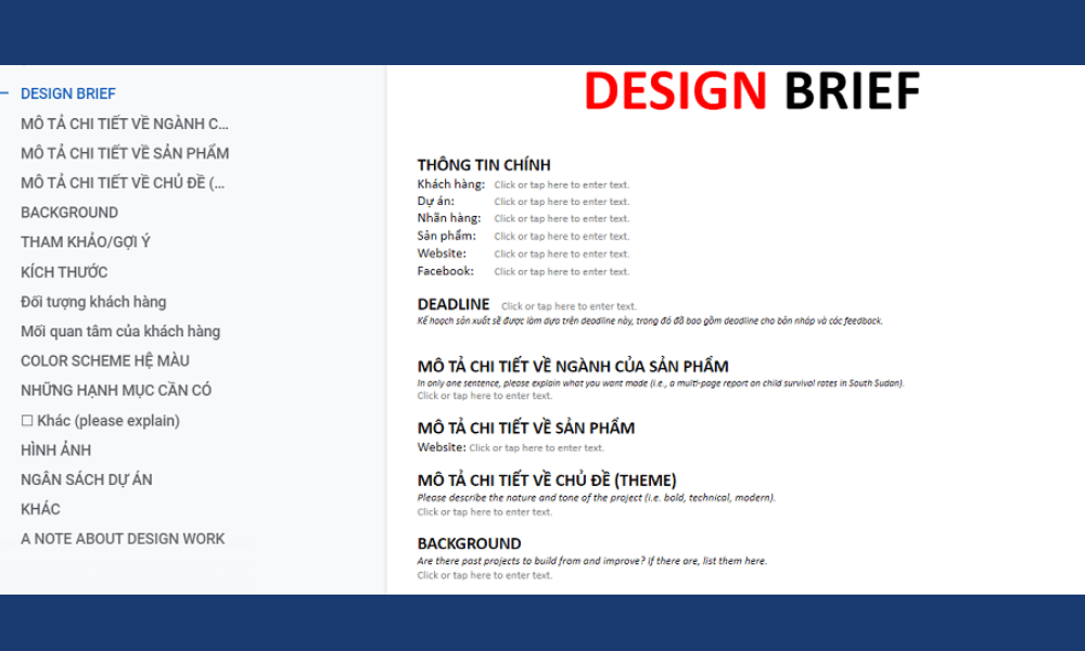 Mẫu Design Brief
