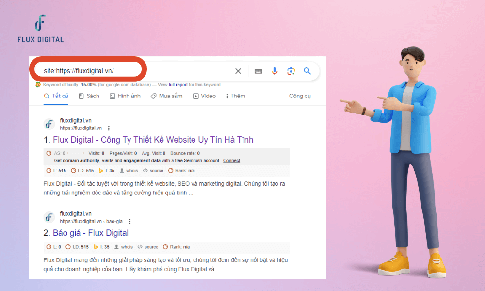 Nhập cú pháp kiểm tra trực tiếp từ Google để xem website có được index hay chưa